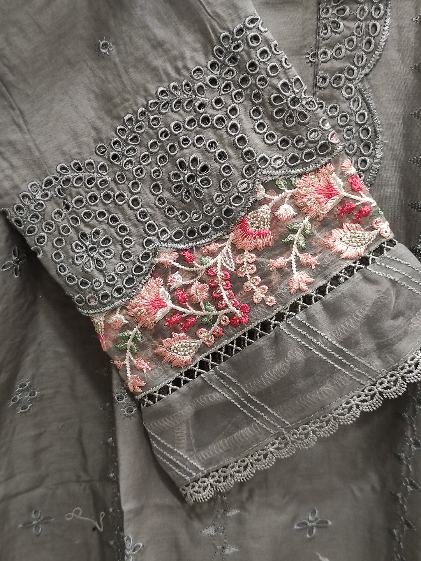 2Pcs Embroidered Cotton suit shirt and trousers