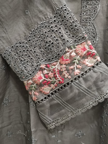 2Pcs Embroidered Cotton suit shirt and trousers