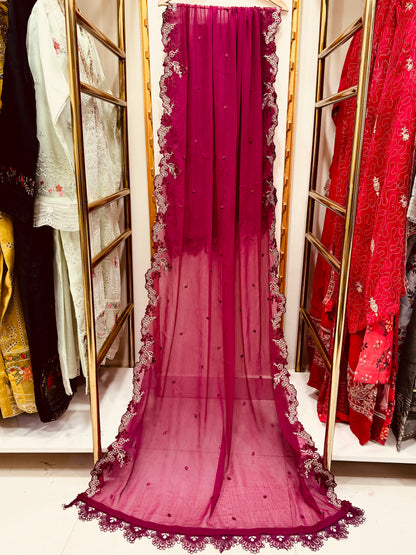 3PCS Embroidered Chiffon Suit